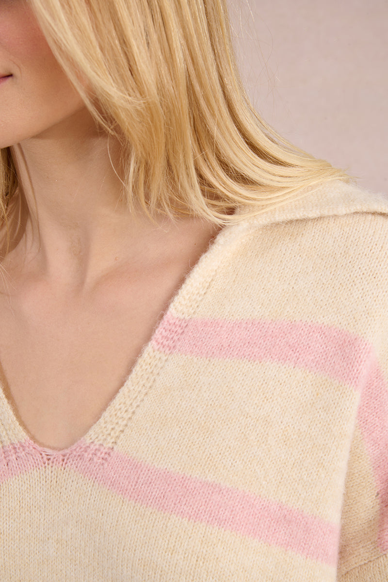Molly Bracken Knitted Pink Stripe Sweater FN