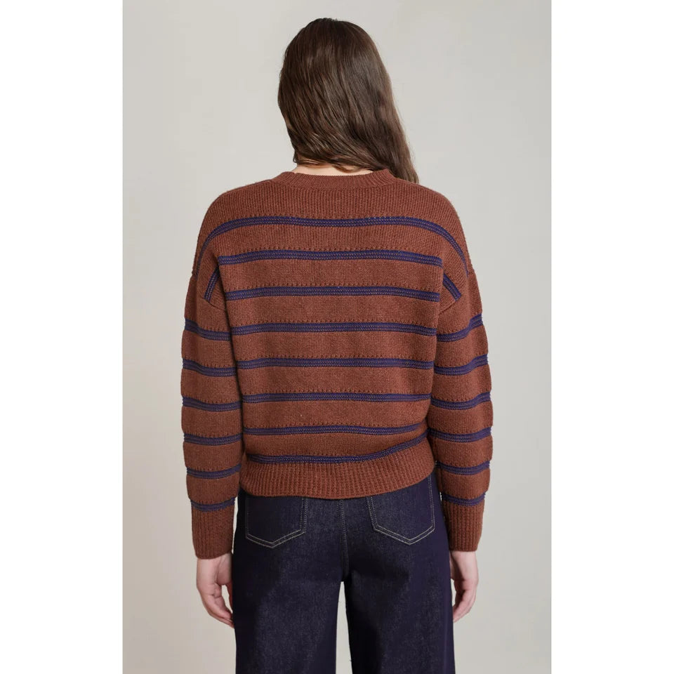 DEX Stripe Crewneck Rustic Brown/Navy 02-08