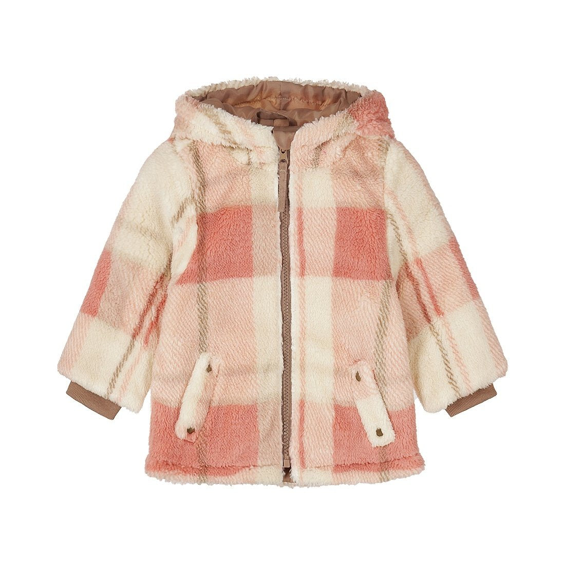 Dirkje Pink Plaid Sherpa Jacket FN