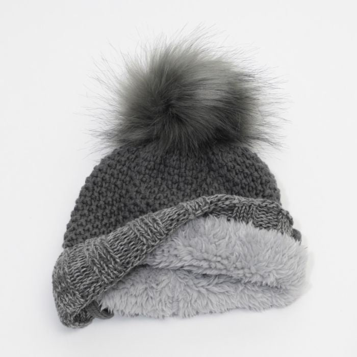 Calikids Baby Knit Fur Pom Pom Toque