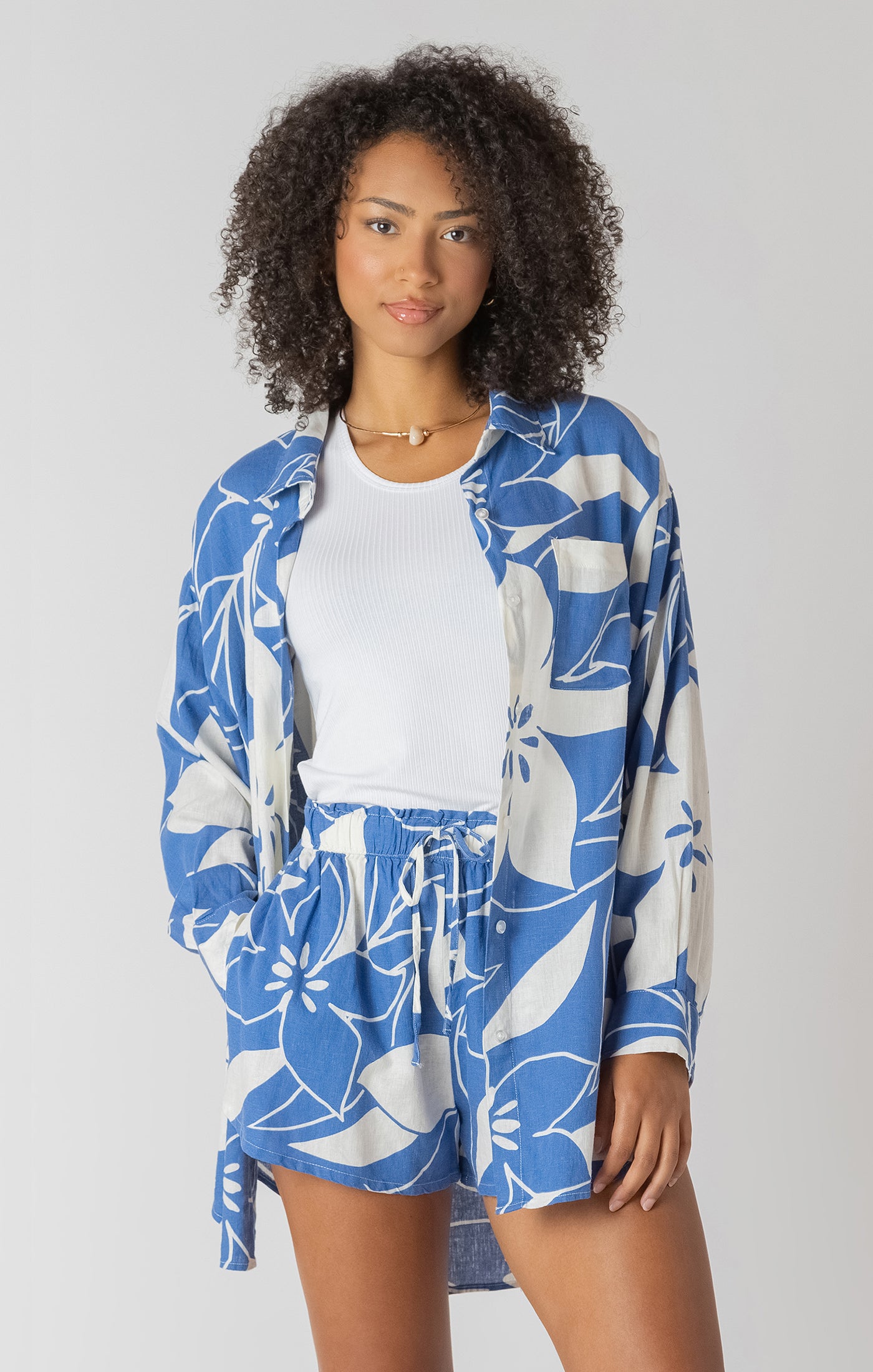 Room 34 Azure Floral Button Down SP