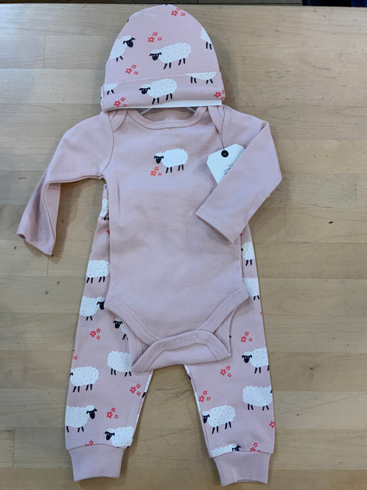 Mid 3 Pc Set Rose (Toque Pants Long Sleeve)