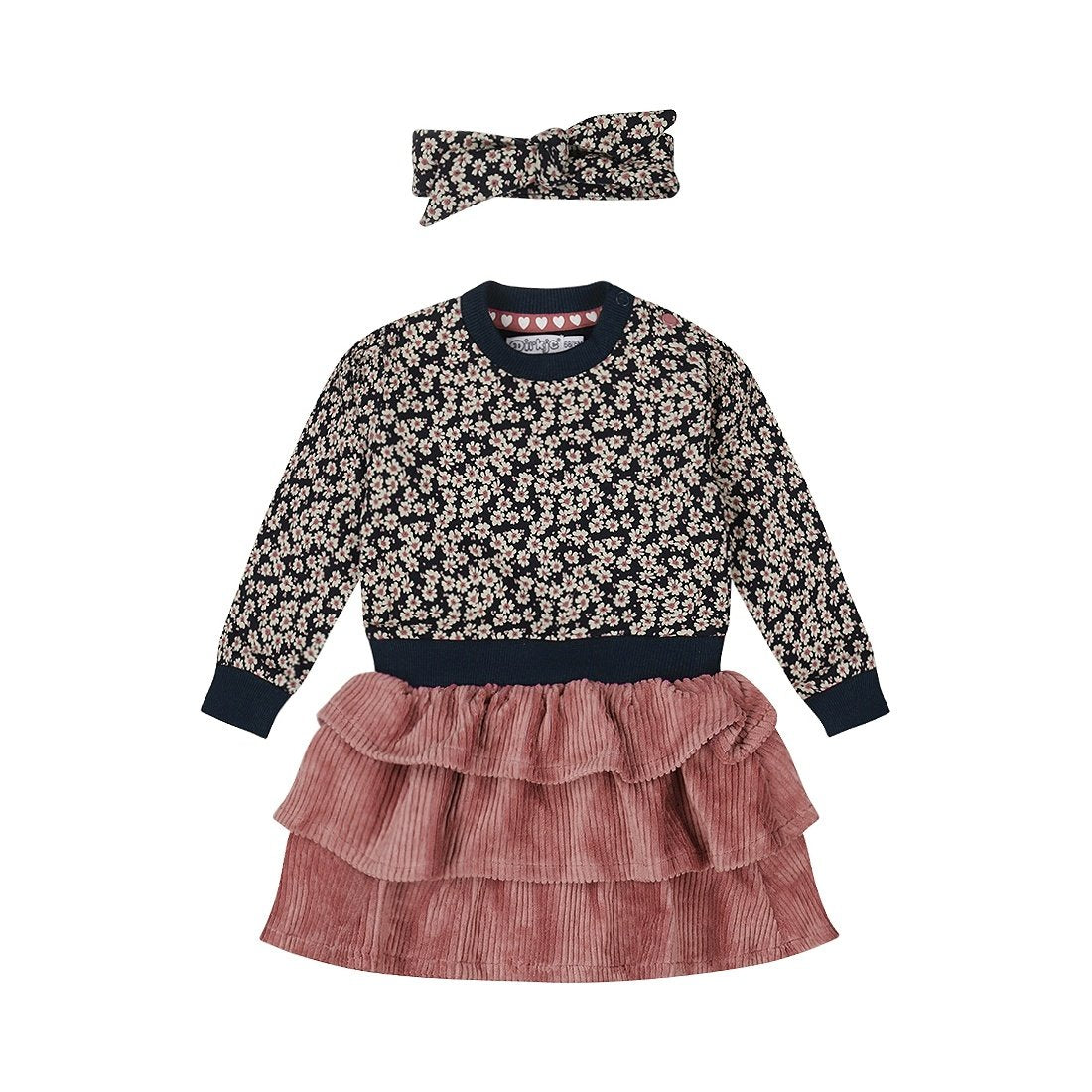 Dirkje Floral Corduroy Dress with Headband FN