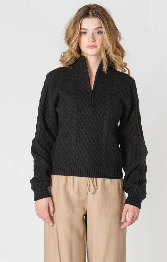 Room 34 Half Zip Black Cable Sweater FN