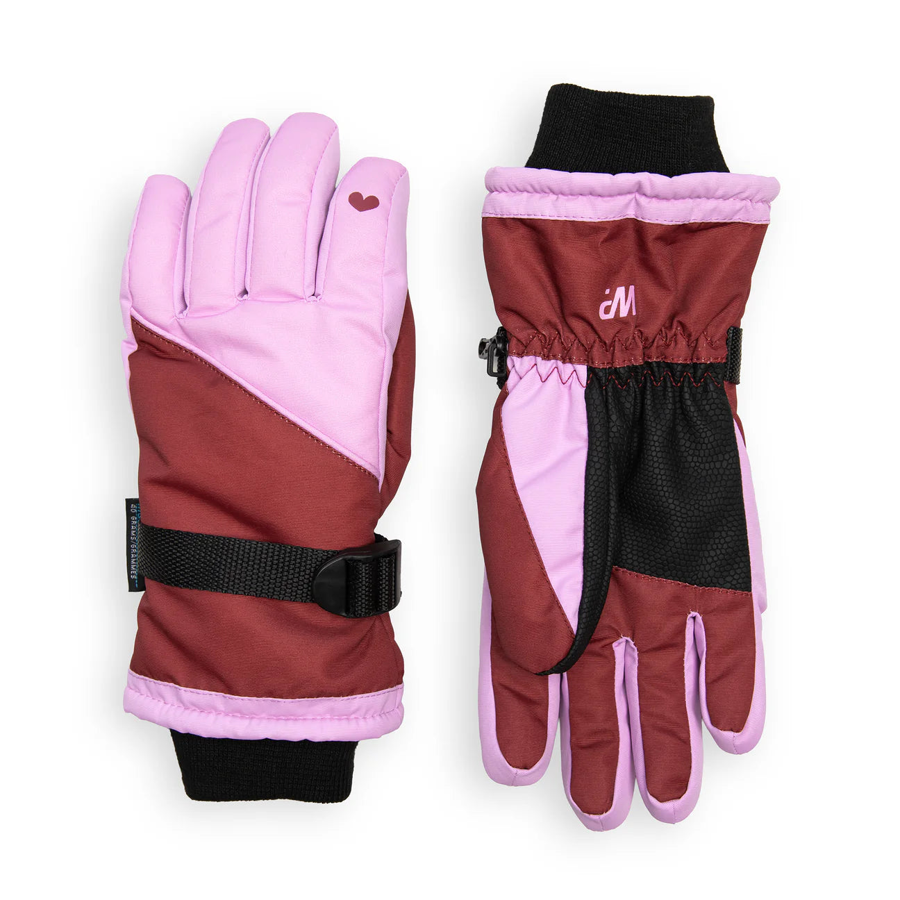 WinterProof Burgundy Heart Ski Glove