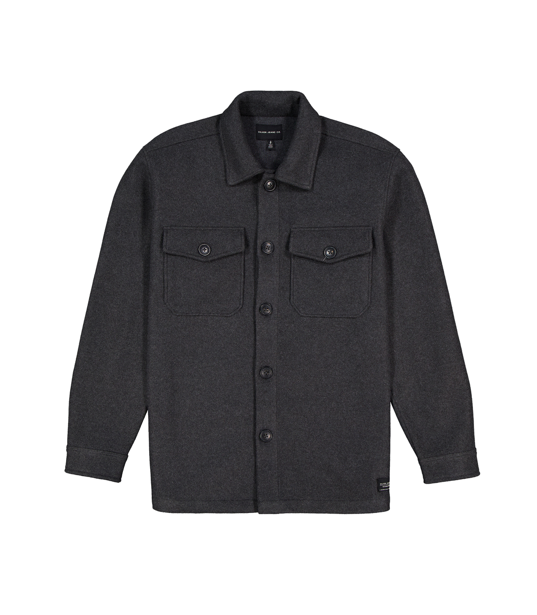 Silver Faux-Wool Charcoal Shacket FN