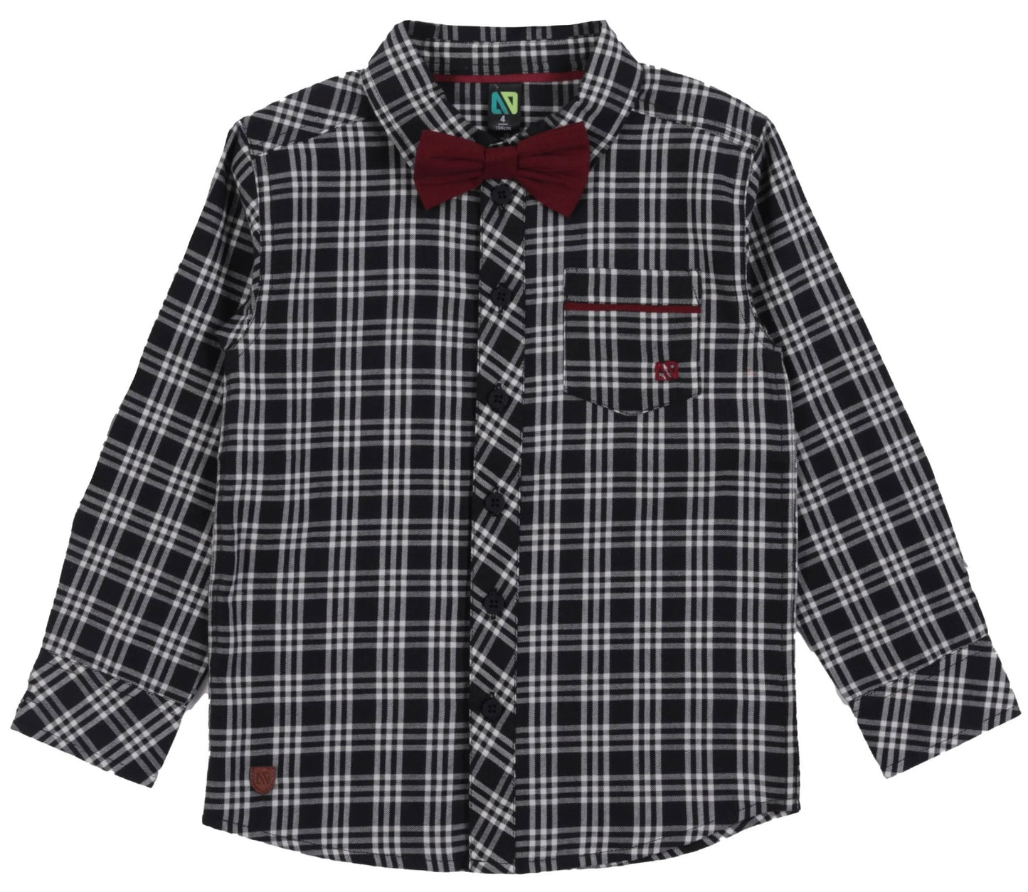 Nano Plaid Shirt With Bow Tie FN