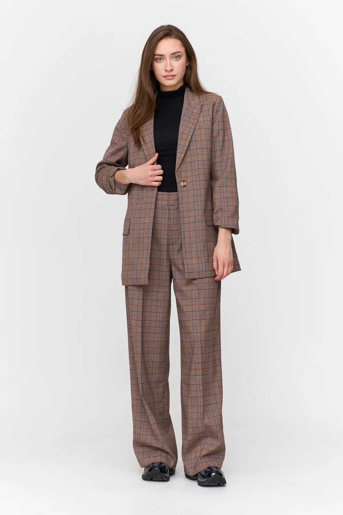 24 Colours Brown Patterned Blazer FN