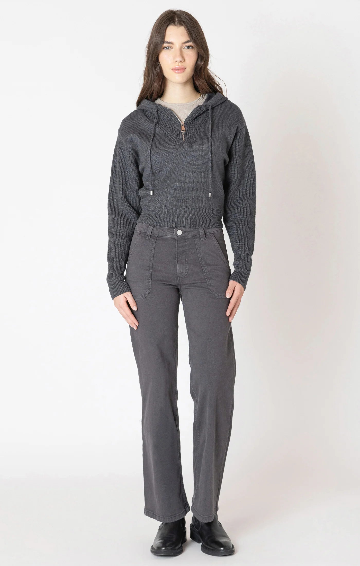 Dex Grey Half Zip Hooded Sweater FN