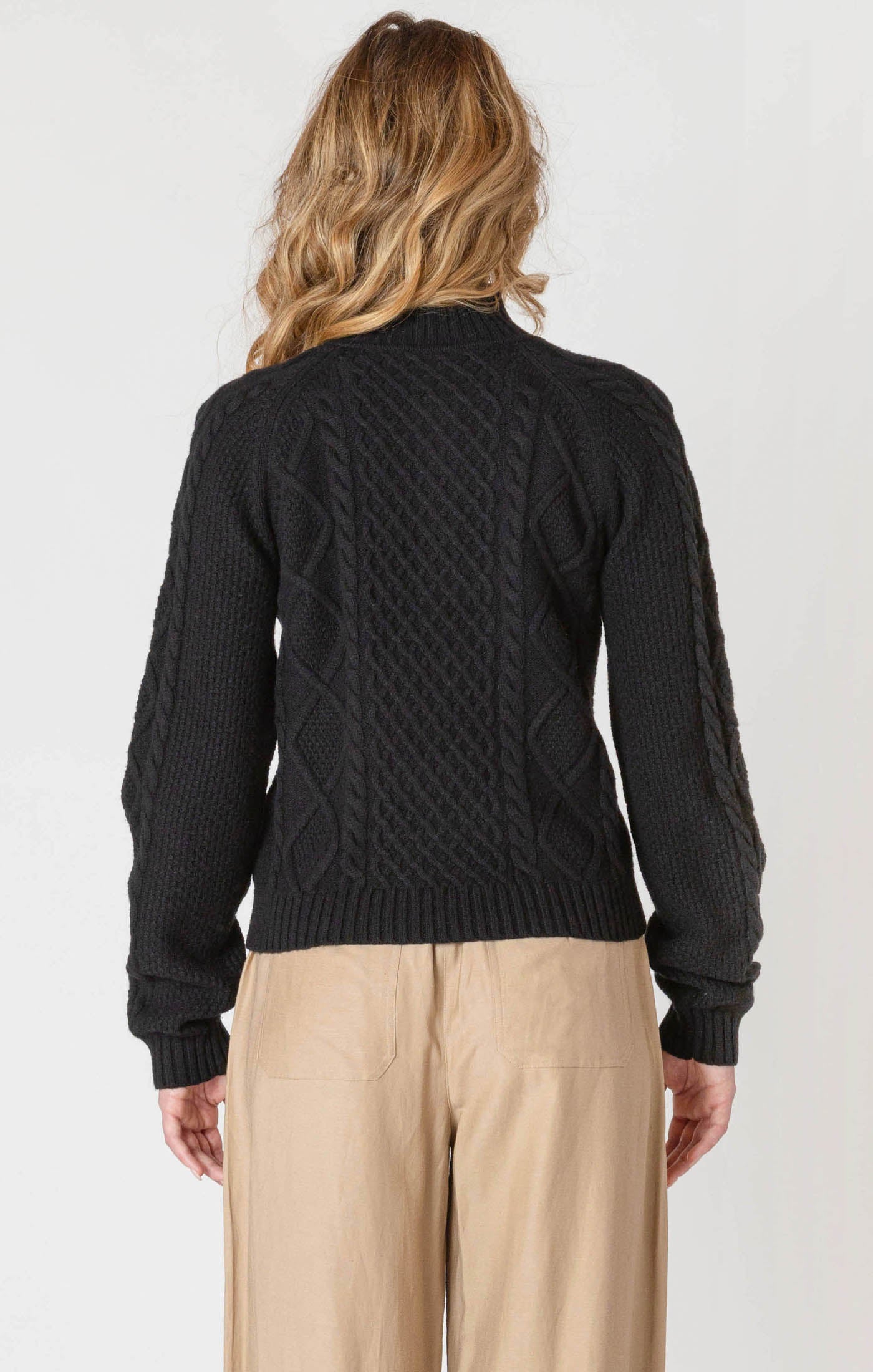 Room 34 Half Zip Black Cable Sweater FN