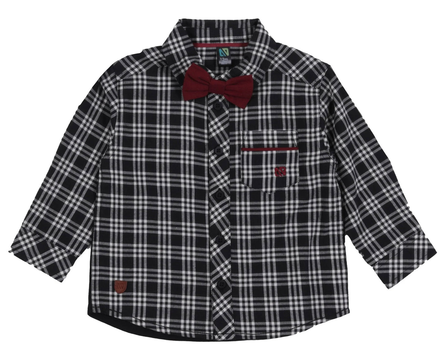 Nano Plaid Dress Shirt With Bow Tie FN