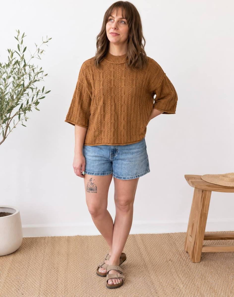 Volcom Oversized Cable-Knit 3/4 Sleeves Shirt