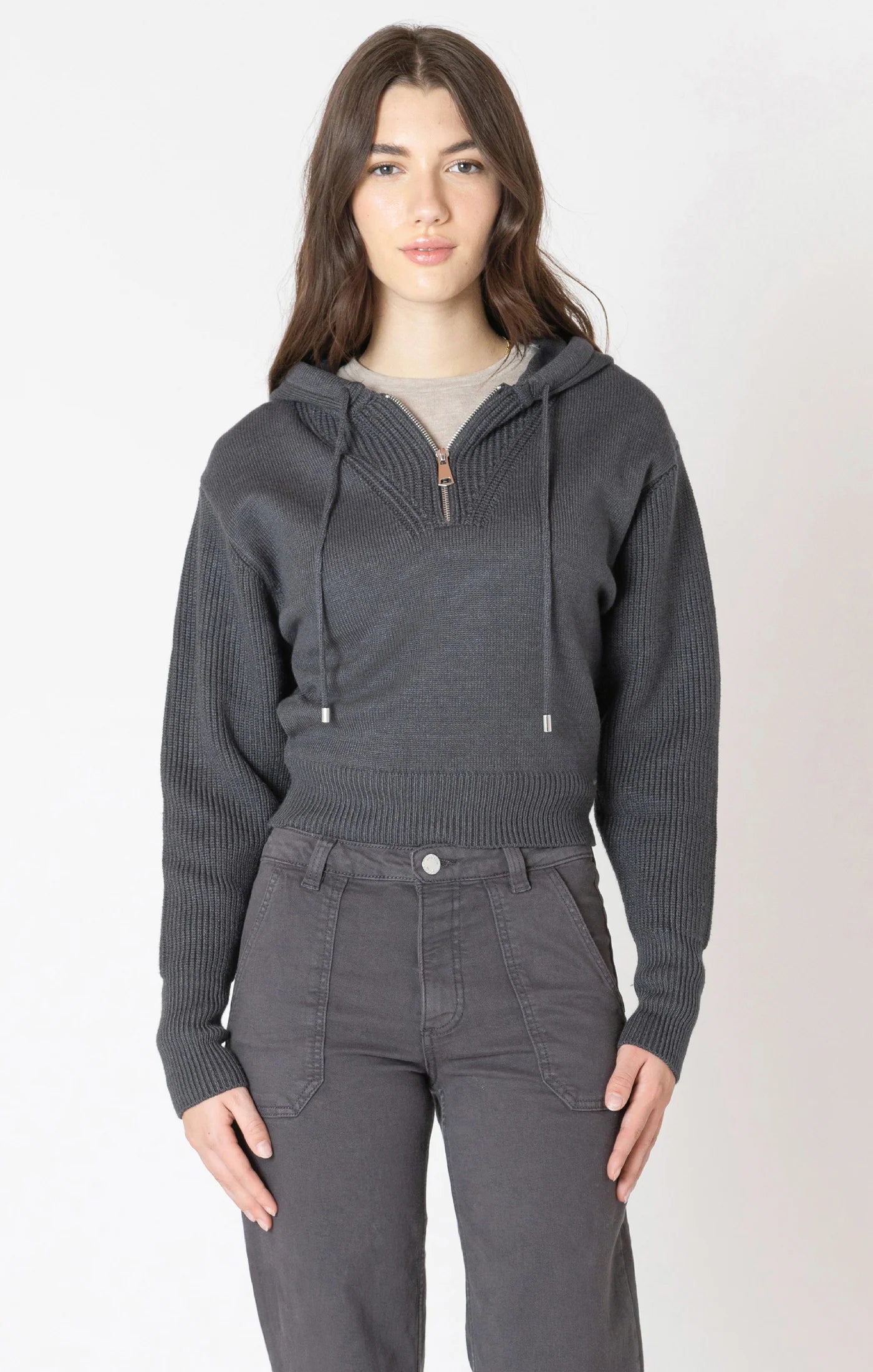 Dex Grey Half Zip Hooded Sweater FN