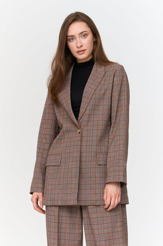 24 Colours Brown Patterned Blazer FN
