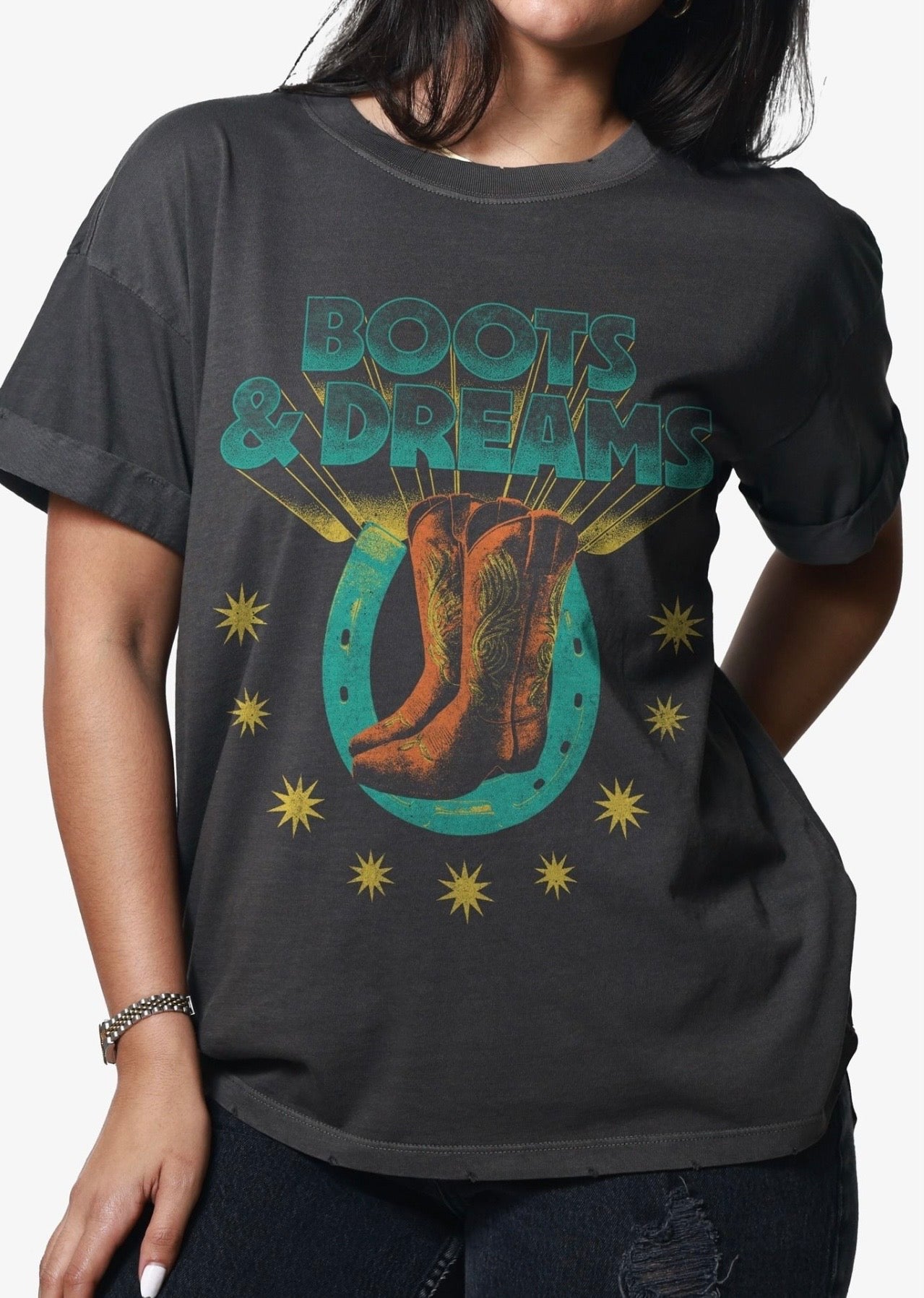 Girl Dangerous Boots & Dreams Boyfriend Tee SPN
