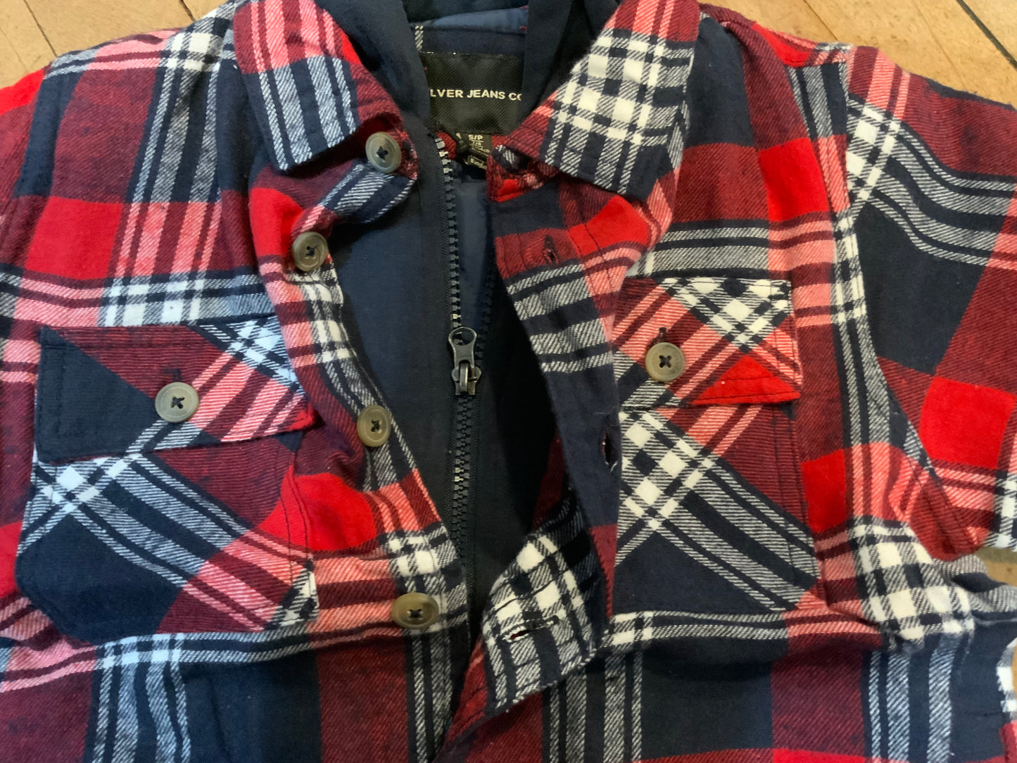 Silver Boys Hooded Plaid Jacket-FA24