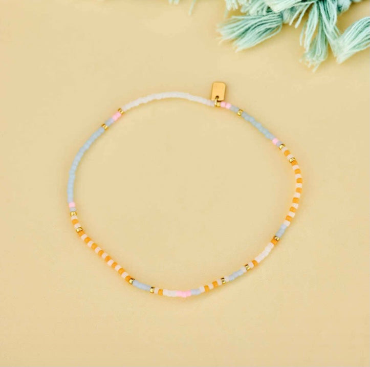 Pura Vida Mixed Bead Stretch Anklet