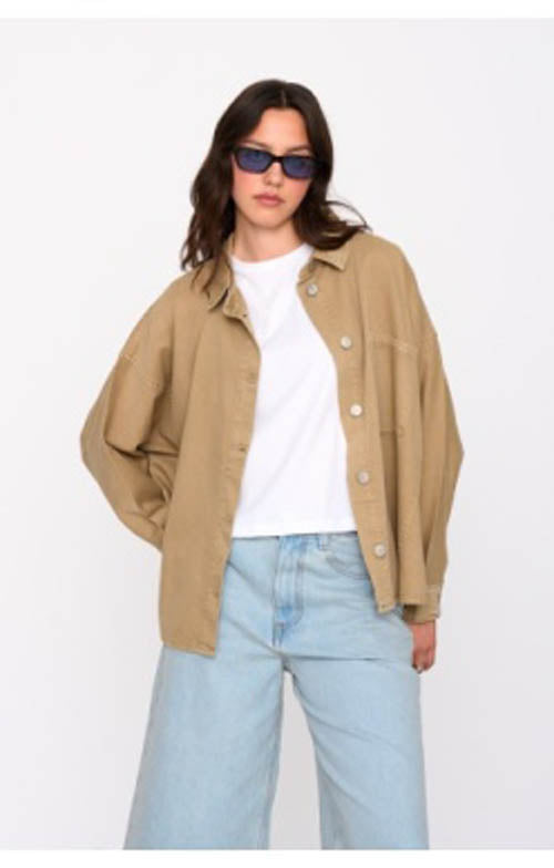 24 Colours Beige Denim Jacket SP