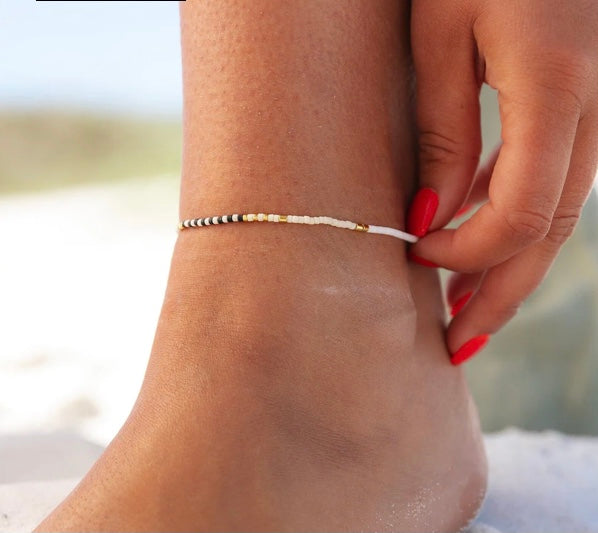 Pura Vida Mixed Bead Stretch Anklet