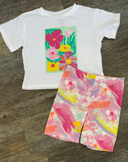 MID Flower Tee and Biker Short Set SPN