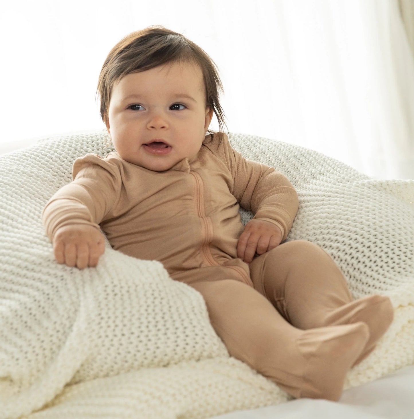 Silkberry Bamboo Maple Sugar Footie Sleeper w/ 2 Way Zipper SPN