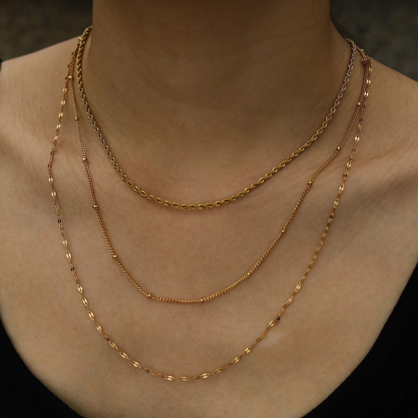 Hackney Zuri Triple Layer Mixed Chain Necklace