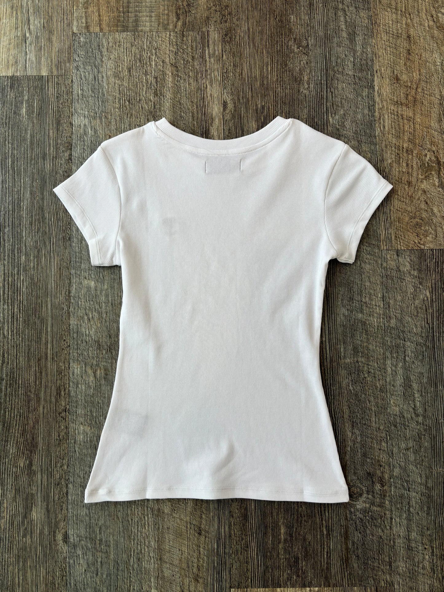 Brunette The Label Red Rose Ribbed Fitted Tee - FA24