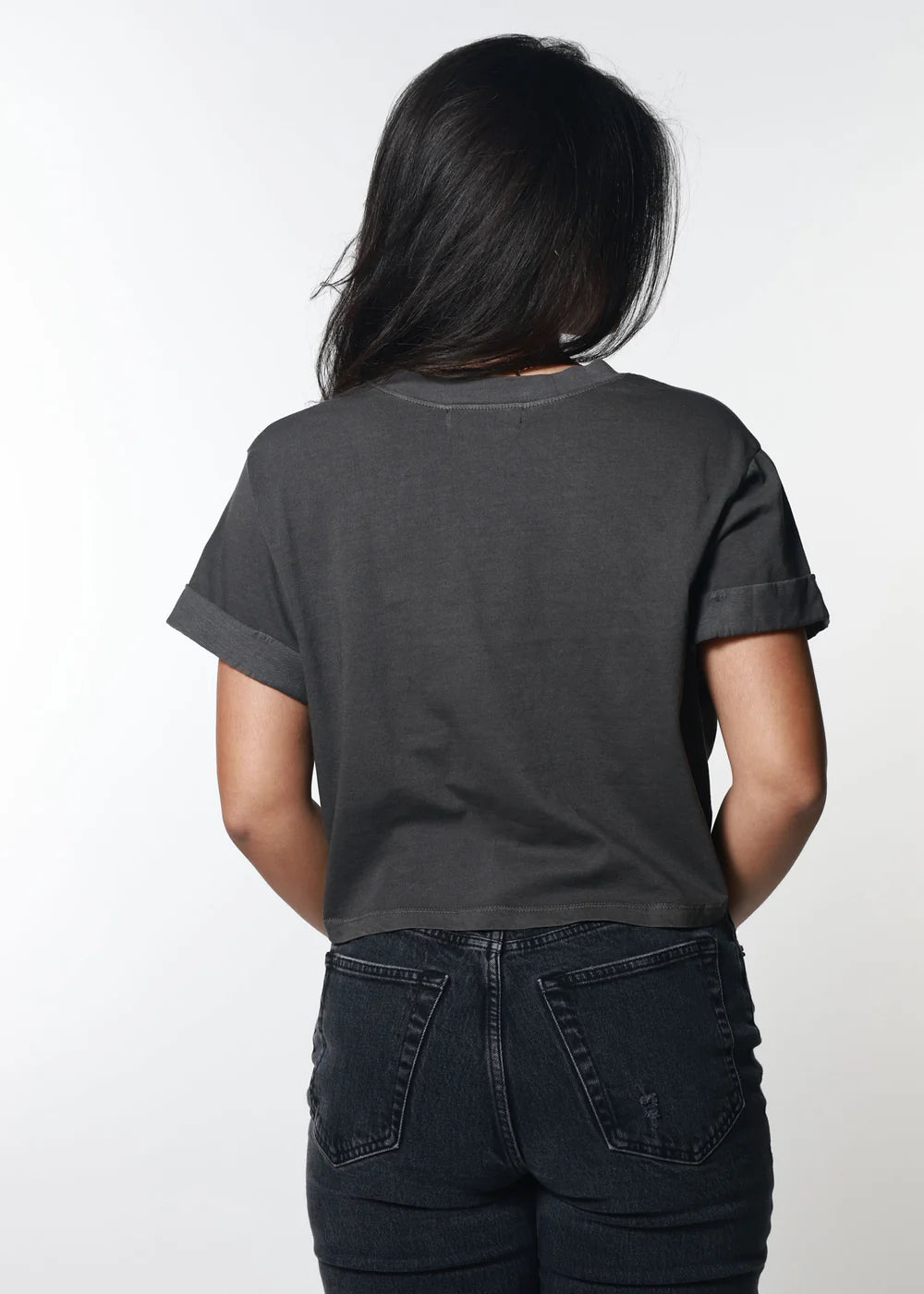Girl Dangerous Rose Stencil Crop Boyfriend Tee SPN