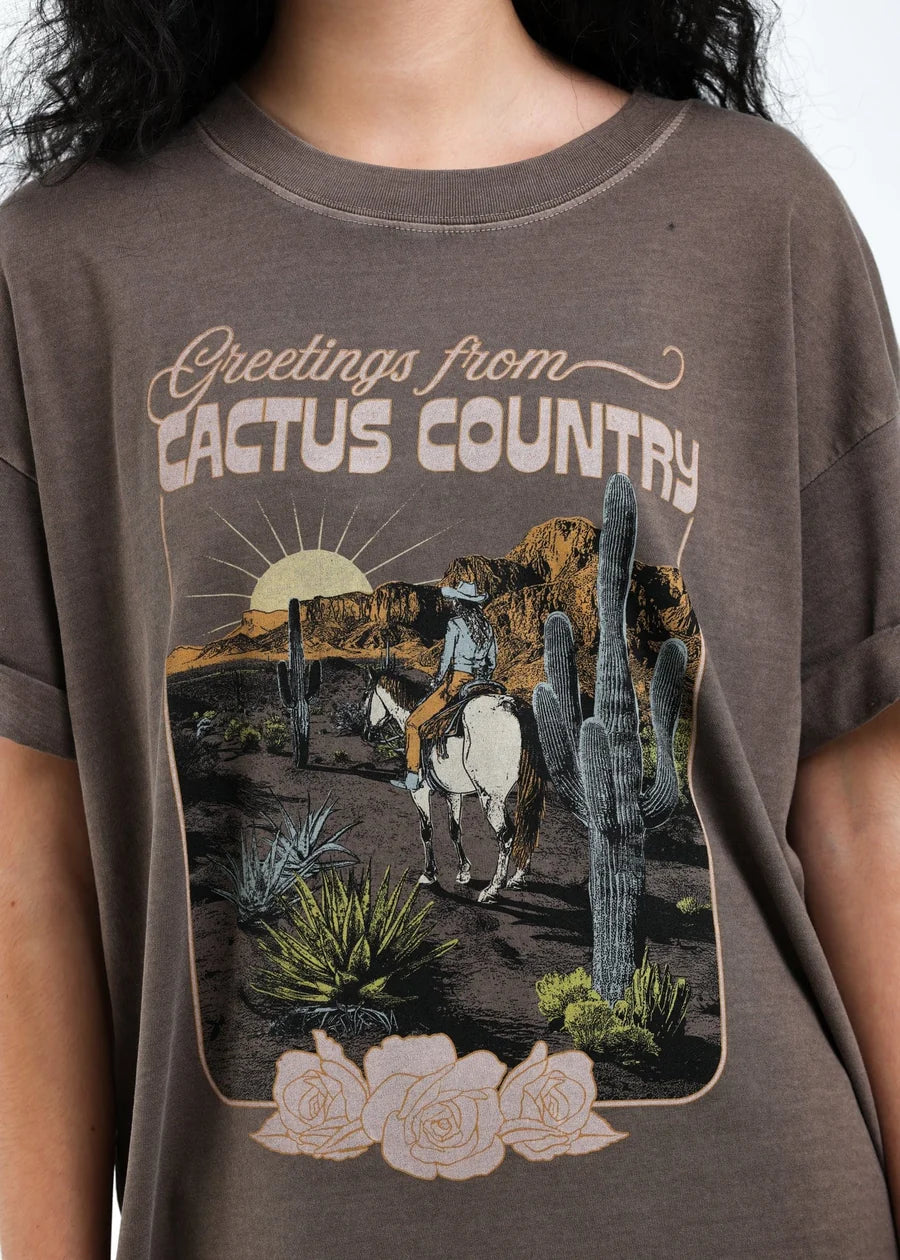 Girl Dangerous Cactus Country Boyfriend Tee 02-09