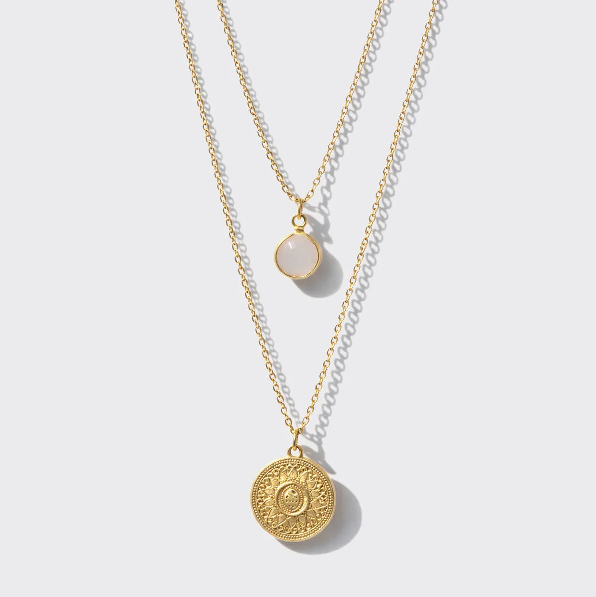 Bizou Gold-Tone Layered Necklace with Round Charm Pendants