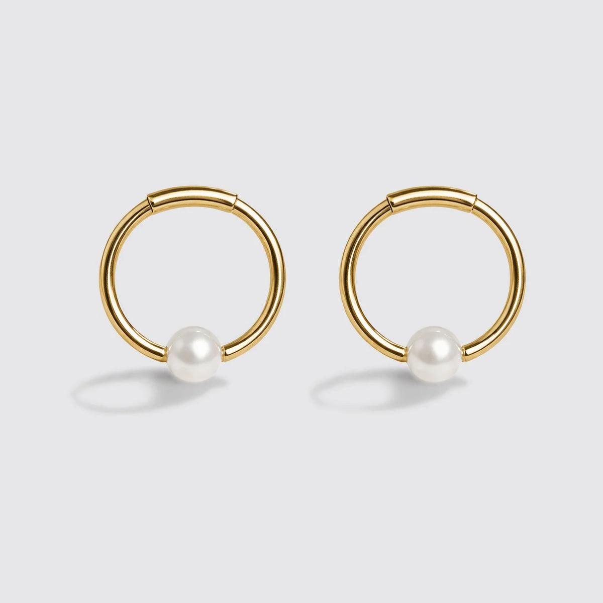 Bizou Mini Golden Sleeper Earrings with Pearl