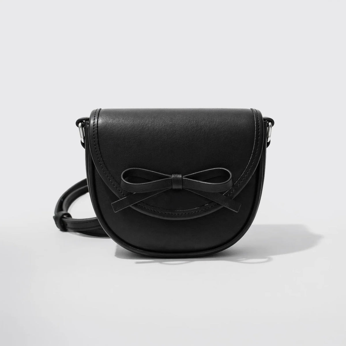 Bizou Black Saddle Bag with Bow Detail