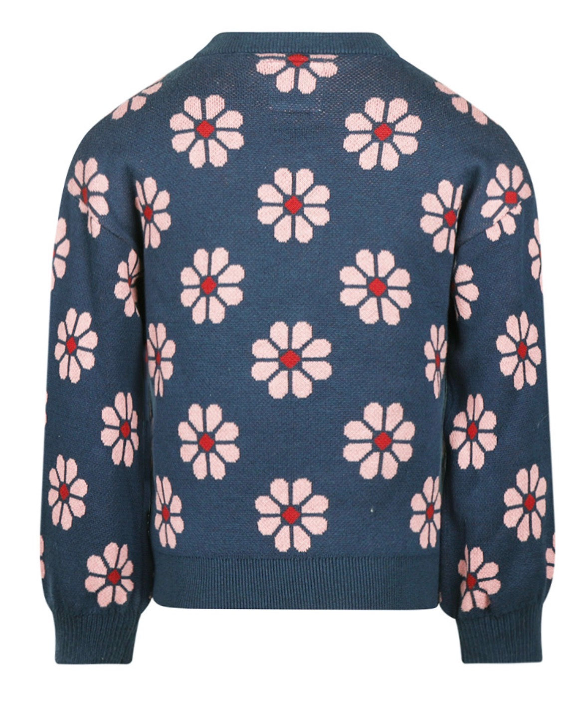 Koko Noko Navy & Pink Flower Knit Sweater 09-02