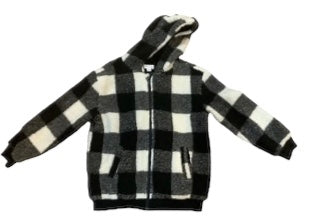 Miles the Label Black & White Checkered Sherpa Jacket-F23