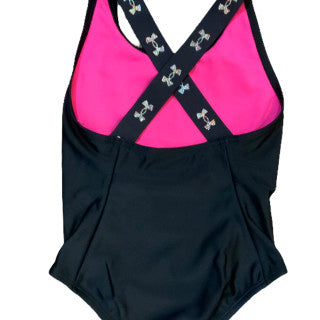 UA One Piece Black Swimsuit Decorated Straps SU23