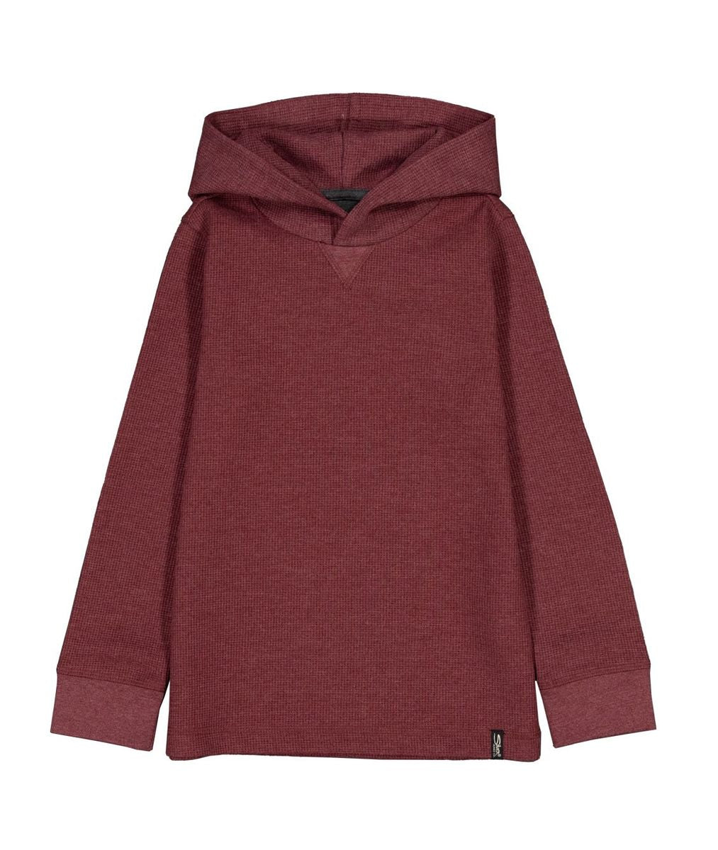 Silver Jean Burgundy Thermal Knit Hoodie FN