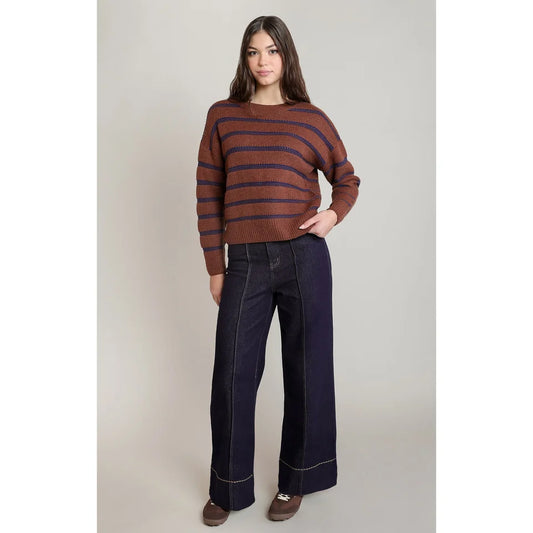 DEX Stripe Crewneck Rustic Brown/Navy 02-08