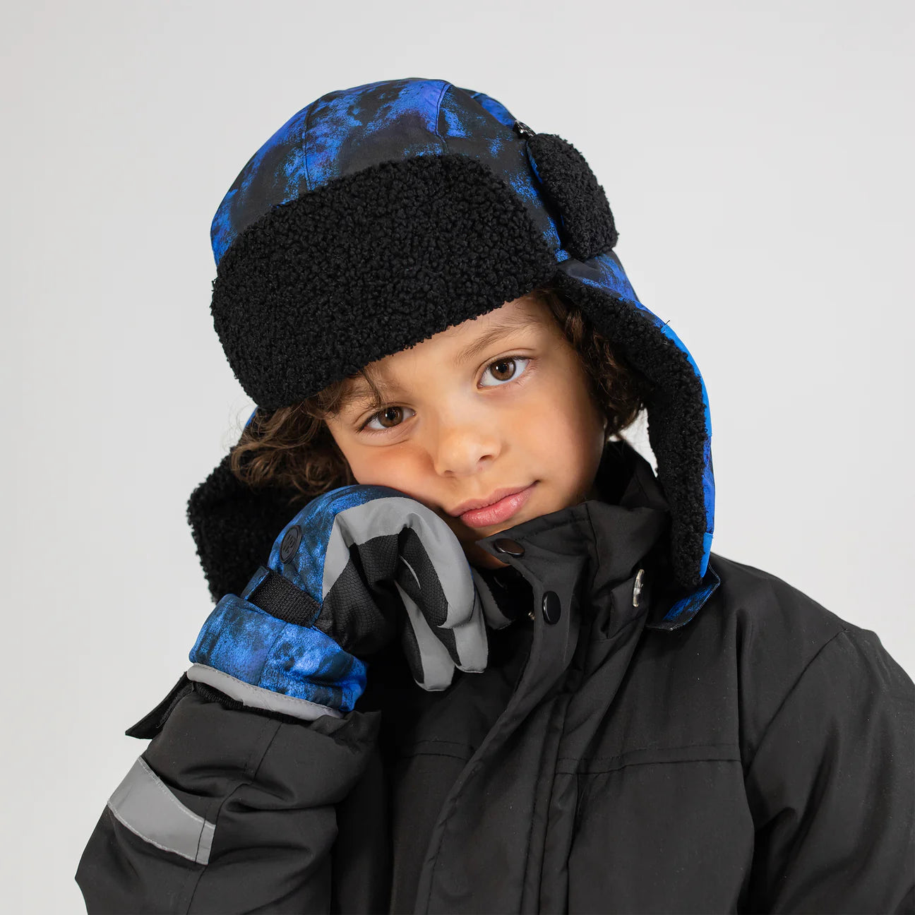 WinterProof Reflective Boys Abstract Blue Camo Glove