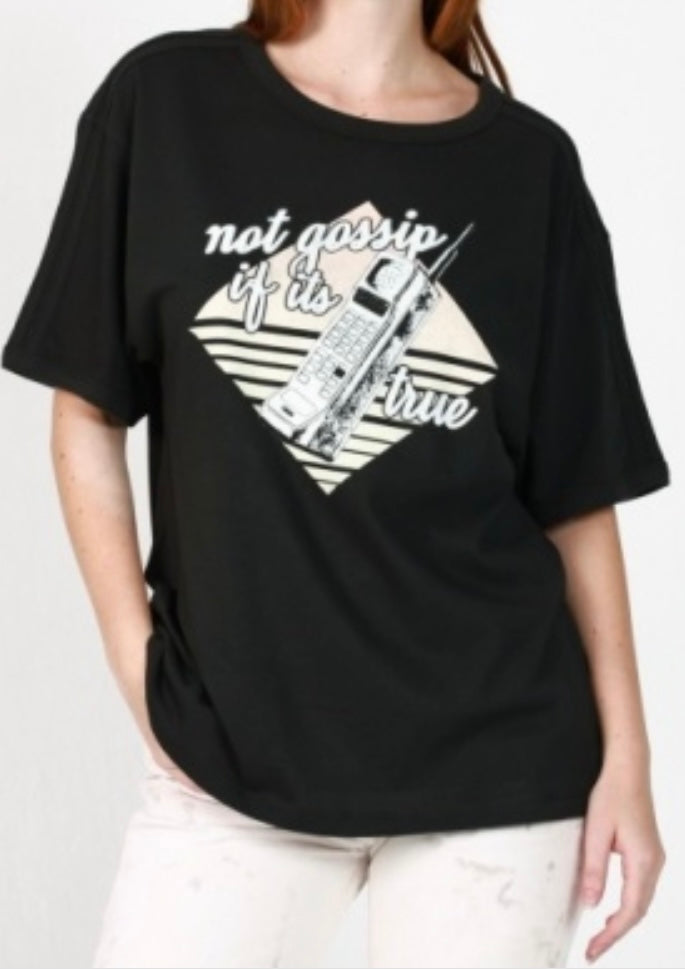 Girl Dangerous Not Gossip Relaxed Ringer Tee FN