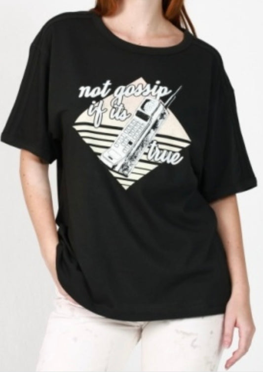 Girl Dangerous Not Gossip Relaxed Ringer Tee FN