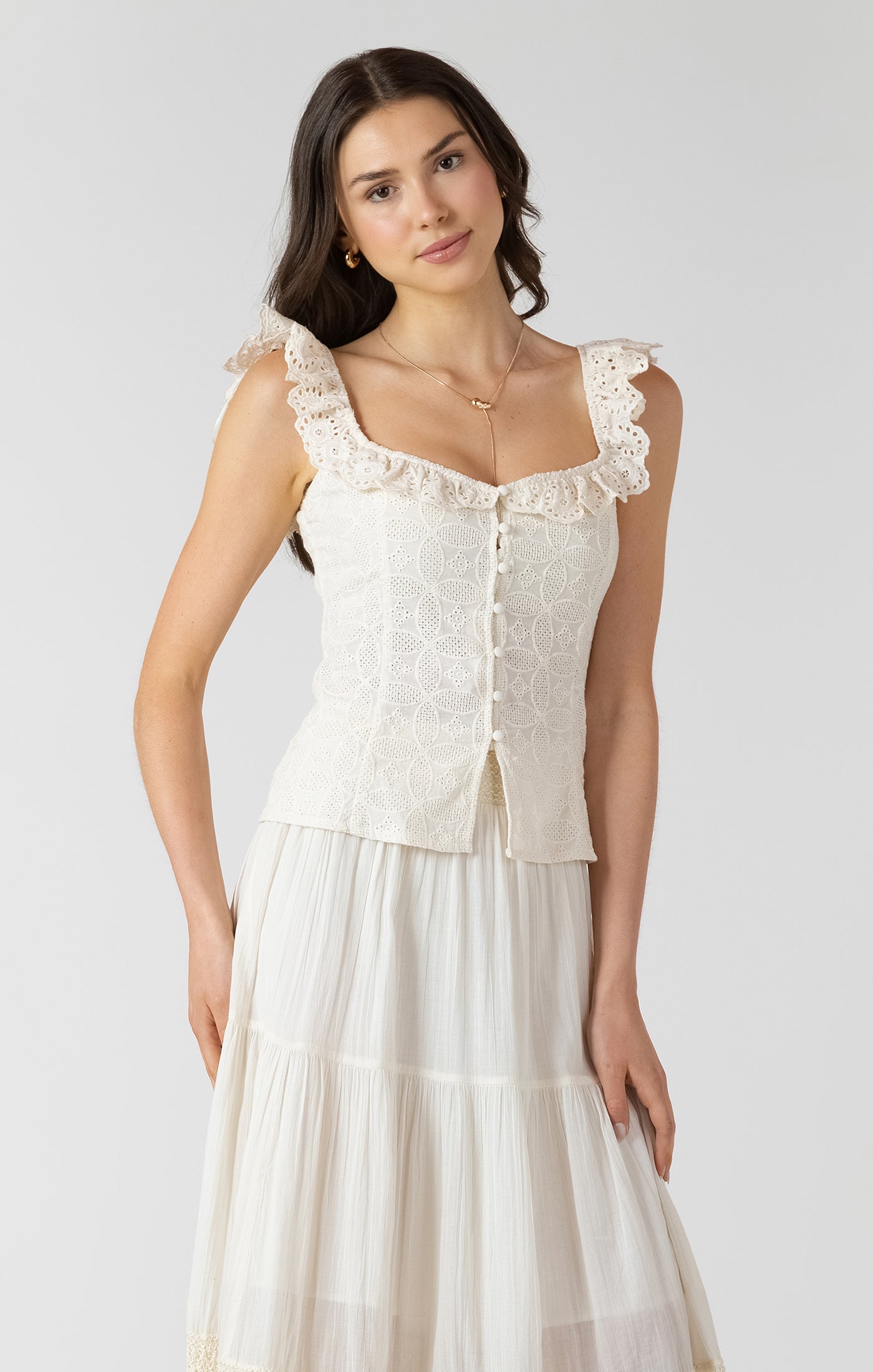 Dex Button Front Eyelet Tank SP