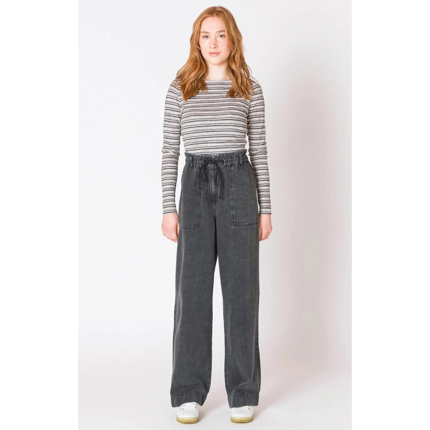 Dex Washed Black Wide Leg Denim Pant FN