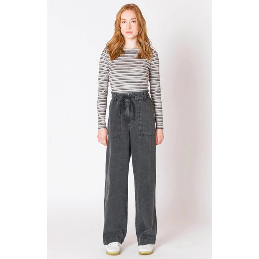 Dex Washed Black Wide Leg Denim Pant FN