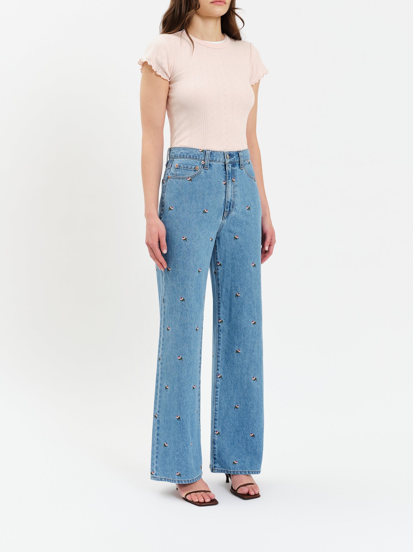 Daze Far Out High Rise Embroidered Flower SP