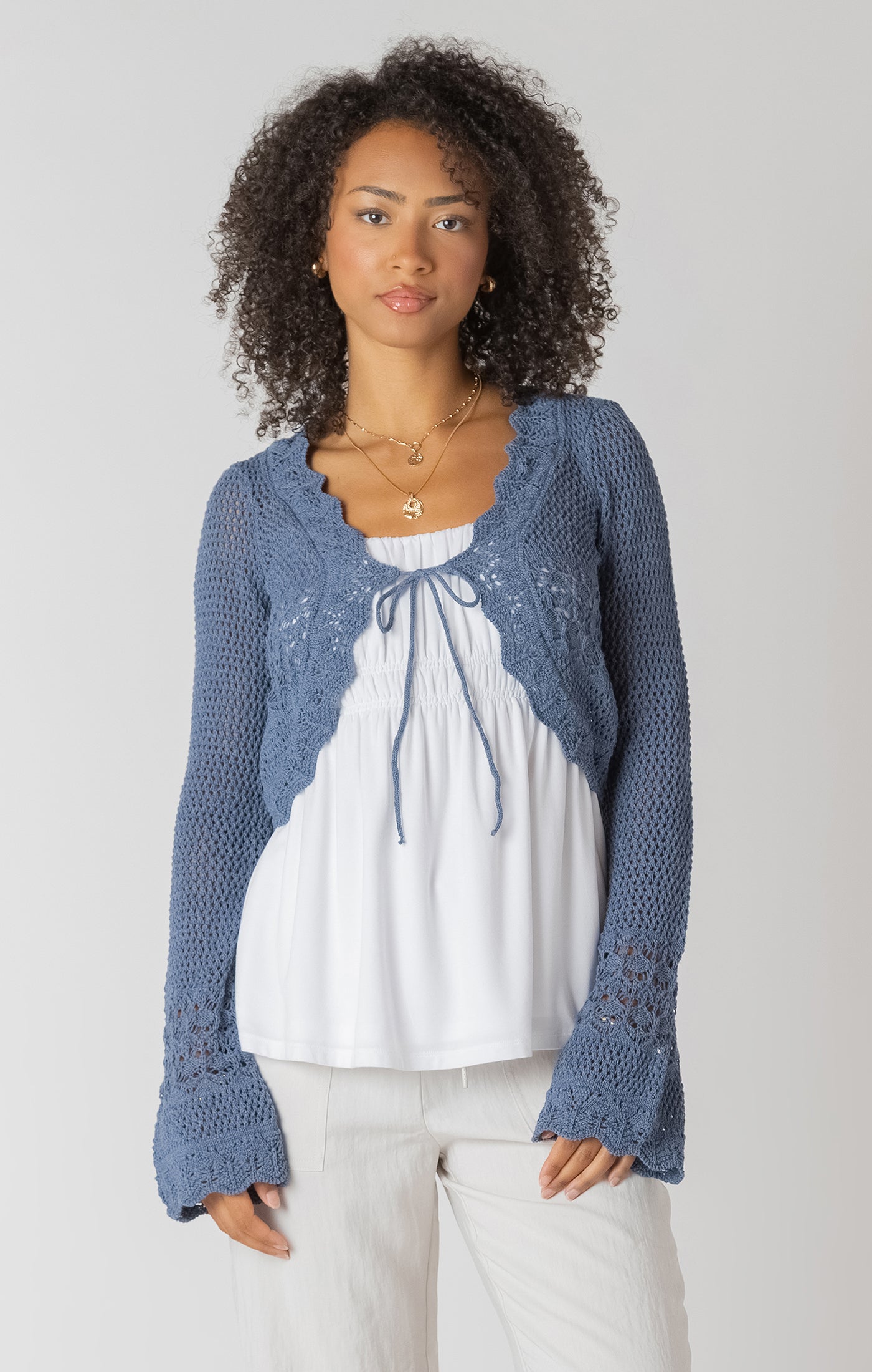 Room 34 Tie Front Crochet Cardigan SP