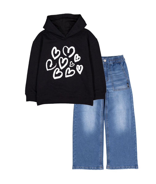 Silver Jean Heart Sweater with Jean Set