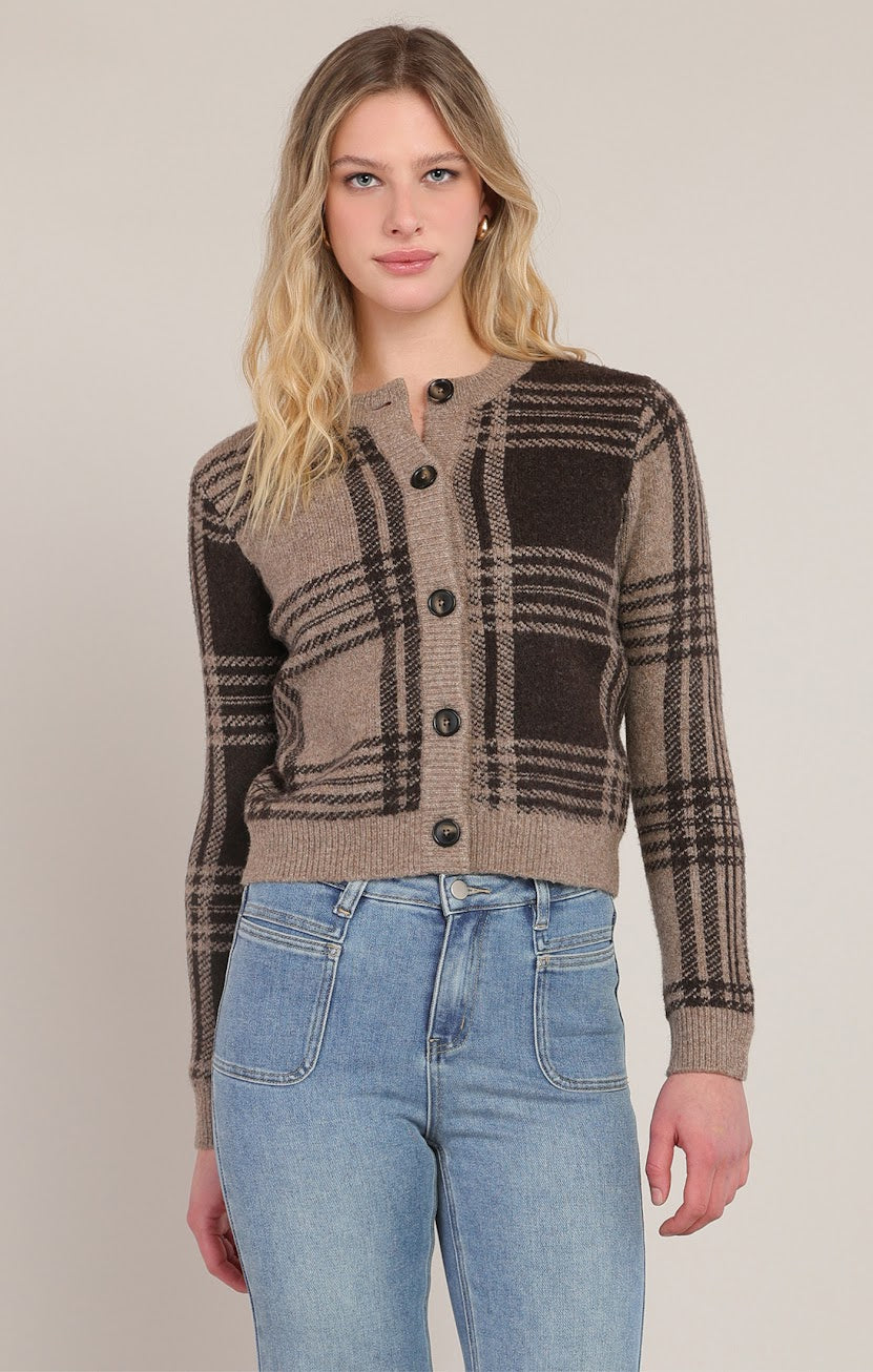 Room 34 Brown Plaid Cardigan 02-09