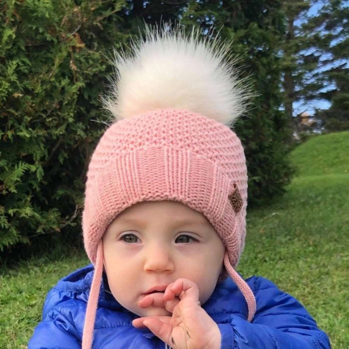 Calikids Baby Knit Fur Pom Pom Toque