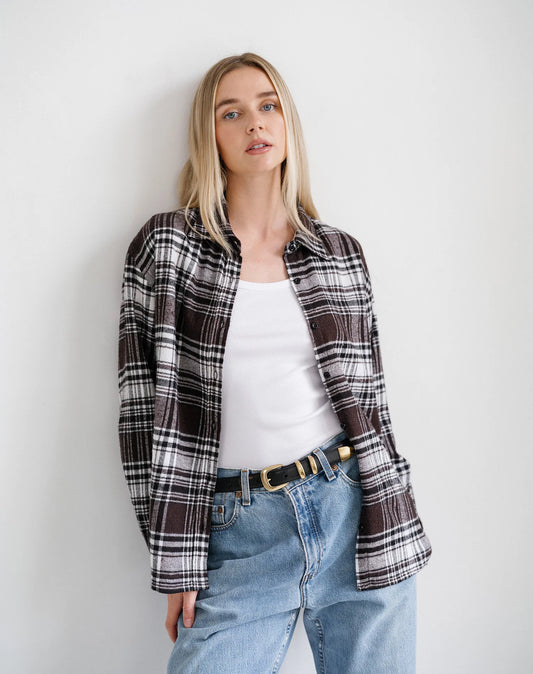 Brunette the Label Plaid Button Down 02-07
