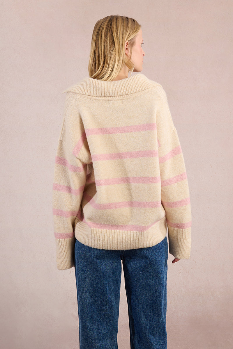 Molly Bracken Knitted Pink Stripe Sweater FN